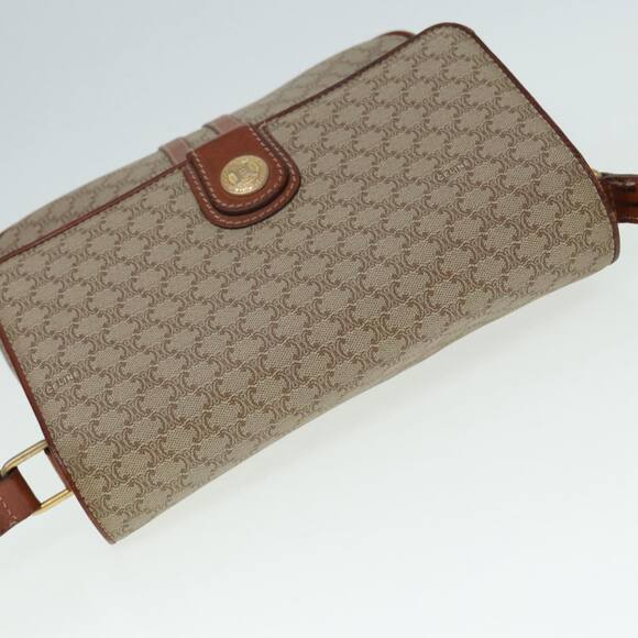 CELINE Macadam Canvas Shoulder Bag Pvc Leather Beige - Picture 6 of 13